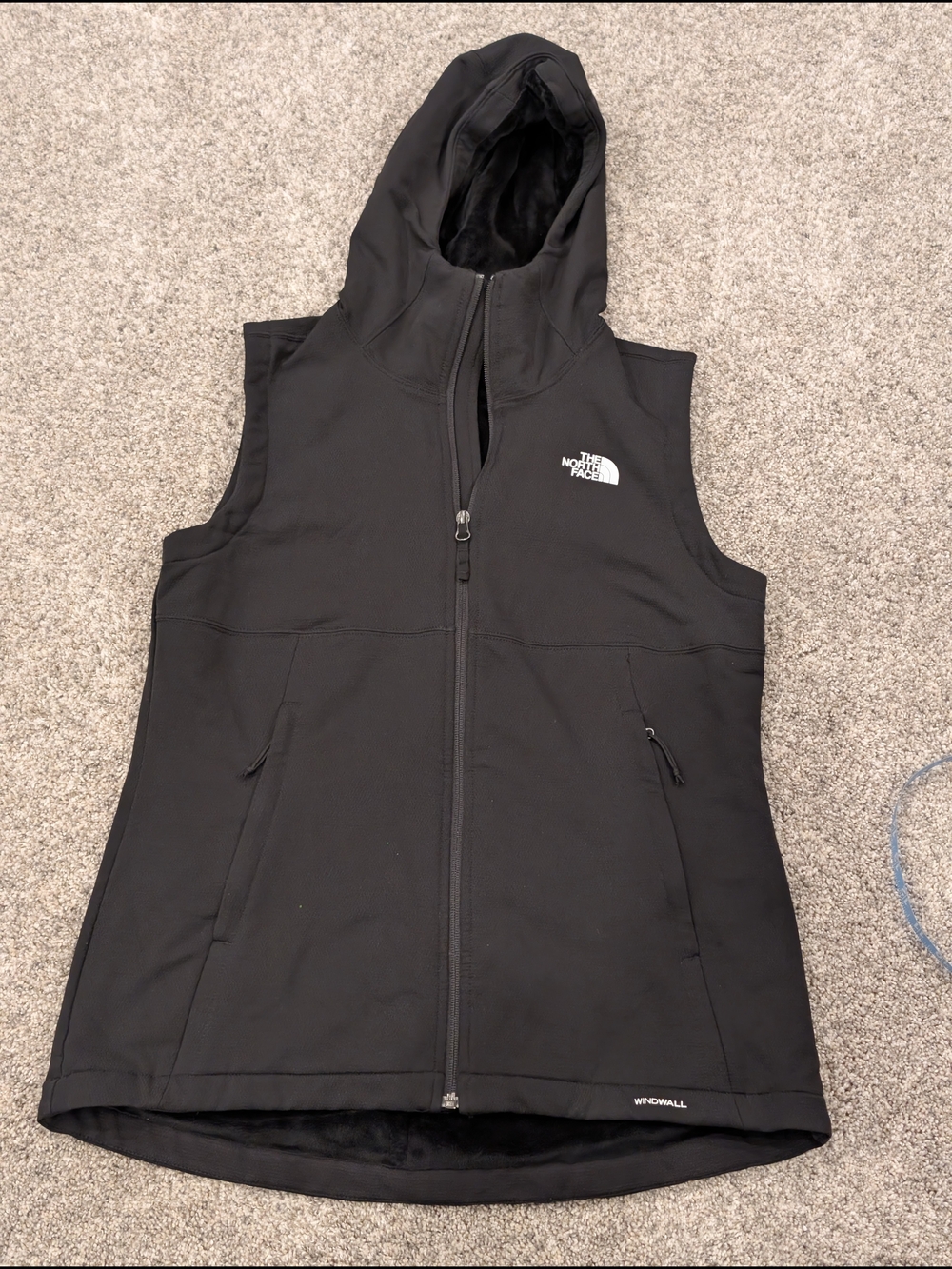 The North Face WindWall Fleece Lined Hooded Vest Black Size Medium